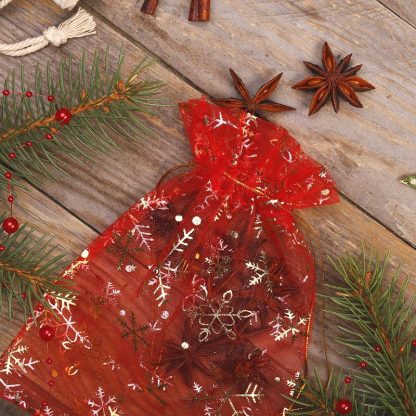 5 stuks Organza zakjes 26 x 35 cm - Kerstmis - Afbeelding 2