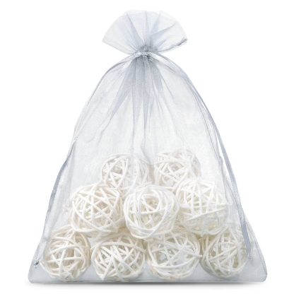 5 stuks Organza zakjes 30 x 40 cm - zilver