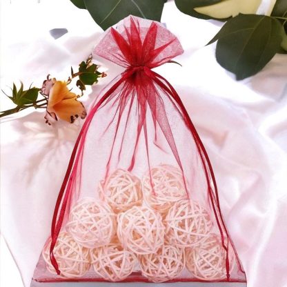 5 stuks Organza zakjes 35 x 50 cm - bordeaux - Afbeelding 2