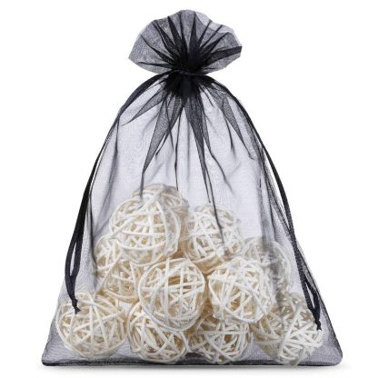 5 stuks Organza zakjes 35 x 50 cm - zwart