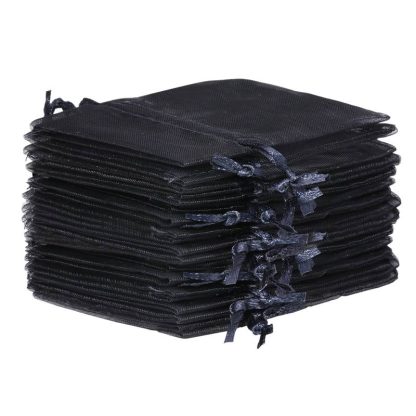 5 stuks Organza zakjes 35 x 50 cm - zwart - Afbeelding 2