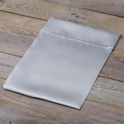 5 stuks Satijnen zakjes 22 x 30 cm - zilver - Afbeelding 2