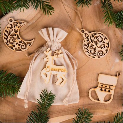 8 stuks. Houten hangertjes - Kerstmis - Afbeelding 2
