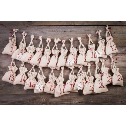 Adventskalender, 24 stuks zakjes à la linnen 12 x 15 cm - natuurlijk - Afbeelding 2