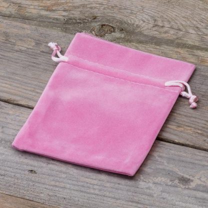 10 stuks Fluwelen zakjes 10 x 13 cm - lichtroze - Afbeelding 2