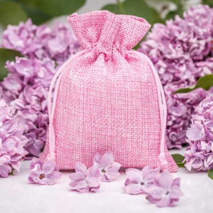 10 stuks Jute zakjes 10 x 13 cm - lichtroze - Afbeelding 2