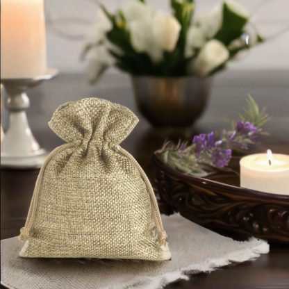 10 stuks Jute zakjes 11 x 14 cm - natuurlijke kleur - Afbeelding 2