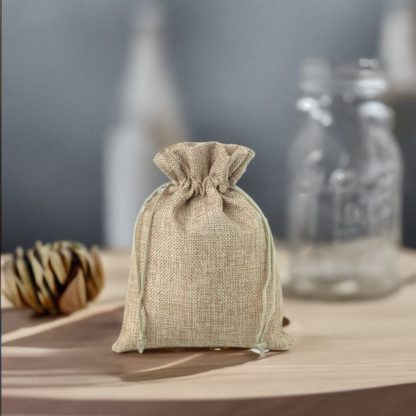 10 stuks Jute zakjes 12 x 15 cm - natuurlijke kleur - Afbeelding 2
