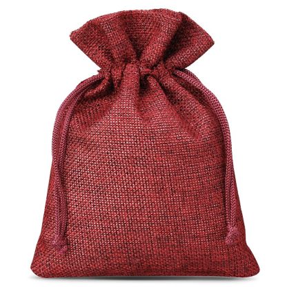 10 stuks Jute zakjes 13 x 18 cm - bordeaux
