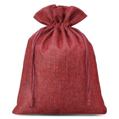 5 stuks Jute zakjes 18 x 24 cm - bordeaux