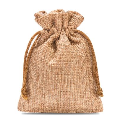 10 stuks Jute zakjes 9 x 12 cm - lichtbruin