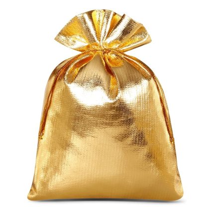 10 stuks Metaalachtige zakjes 12 x 15 cm - goud metallic