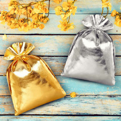 5 stuks Metaalachtige zakjes 22 x 30 cm - zilver metallic - Afbeelding 2