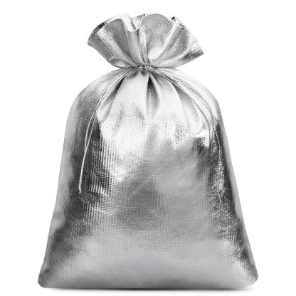 5 stuks Metaalachtige zakjes 26 x 35 cm - zilver metallic