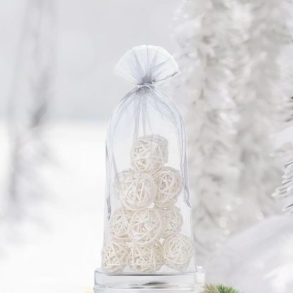 25 stuks Organza zakjes 11 x 20 cm - zilver - Afbeelding 2