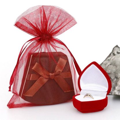 25 stuks Organza zakjes 12 x 15 cm - bordeaux - Afbeelding 2