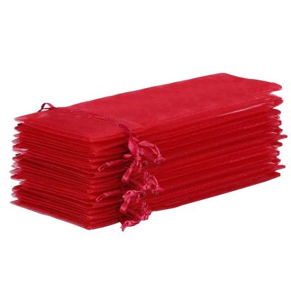 10 stuks Organza zakjes 13 x 27 cm - bordeaux - Afbeelding 2