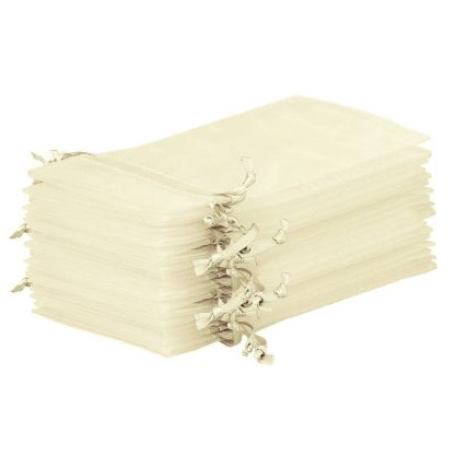 10 stuks Organza zakjes 13 x 27 cm - ecru - Afbeelding 2