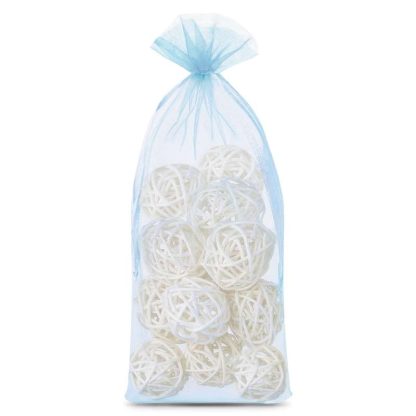 10 stuks Organza zakjes 13 x 27 cm - hemelsblauw