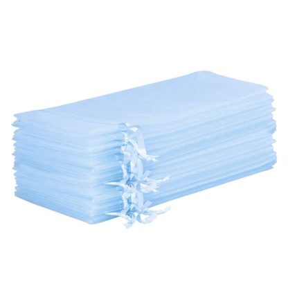 10 stuks Organza zakjes 13 x 27 cm - hemelsblauw - Afbeelding 2