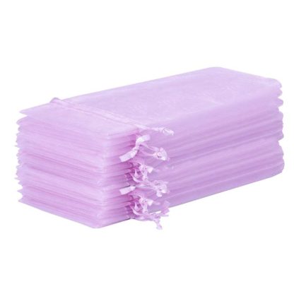 10 stuks Organza zakjes 13 x 27 cm - lichtpaars - Afbeelding 2