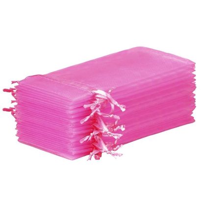 10 stuks Organza zakjes 13 x 27 cm - roze - Afbeelding 2