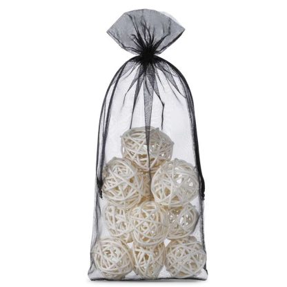 10 stuks Organza zakjes 13 x 27 cm - zwart