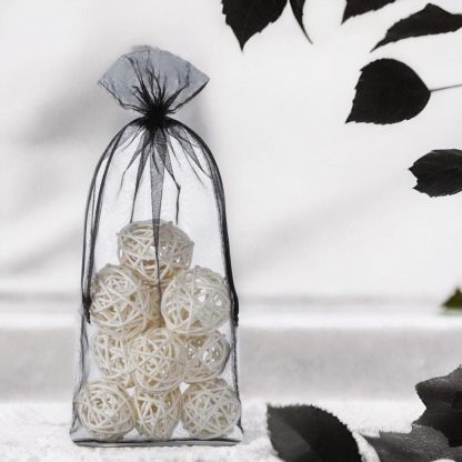 10 stuks Organza zakjes 13 x 27 cm - zwart - Afbeelding 2
