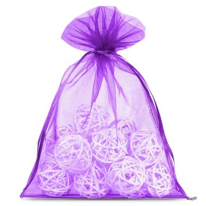 10 stuks Organza zakjes 15 x 20 cm - donkerpaars