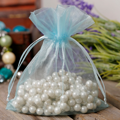10 stuks Organza zakjes 15 x 20 cm - hemelsblauw - Afbeelding 2