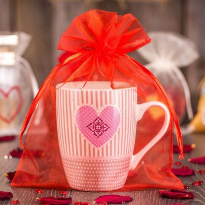 10 stuks Organza zakjes 15 x 20 cm - rood - Afbeelding 2