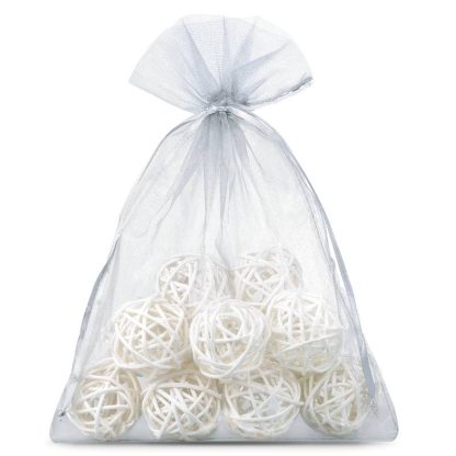 10 stuks Organza zakjes 15 x 20 cm - zilver
