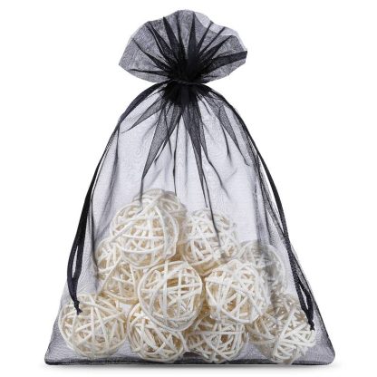 10 stuks Organza zakjes 15 x 20 cm - zwart