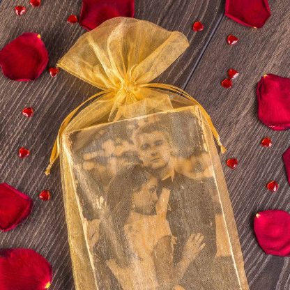 10 stuks Organza zakjes 15 x 33 cm - goud - Afbeelding 2
