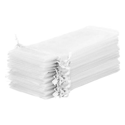 10 stuks Organza zakjes 15 x 33 cm - wit - Afbeelding 2