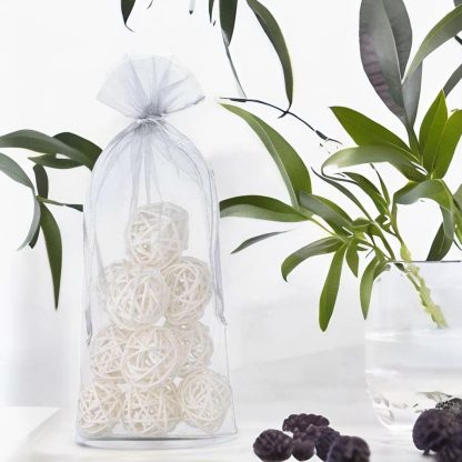 10 stuks Organza zakjes 15 x 33 cm - zilver - Afbeelding 2