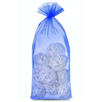10 stuks Organza zakjes 16 x 37 cm - blauw