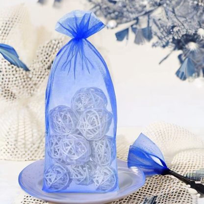 10 stuks Organza zakjes 16 x 37 cm - blauw - Afbeelding 2