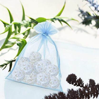 10 stuks Organza zakjes 22 x 30 cm - hemelsblauw - Afbeelding 2