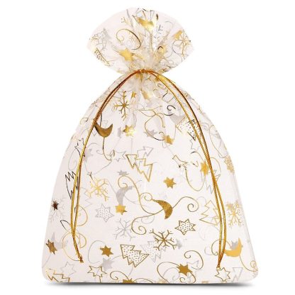 10 stuks Organza zakjes 22 x 30 cm - Kerstmis / 8