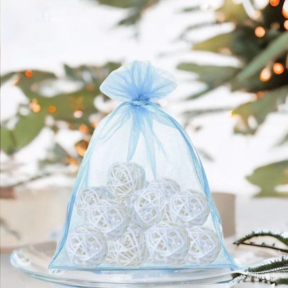 5 stuks Organza zakjes 26 x 35 cm - hemelsblauw - Afbeelding 2