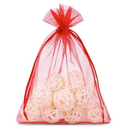 5 stuks Organza zakjes 26 x 35 cm - rood