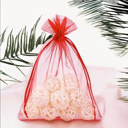 5 stuks Organza zakjes 26 x 35 cm - rood - Afbeelding 2