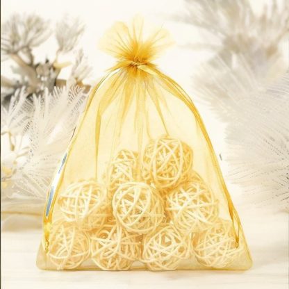 5 stuks Organza zakjes 30 x 40 cm - goud - Afbeelding 2