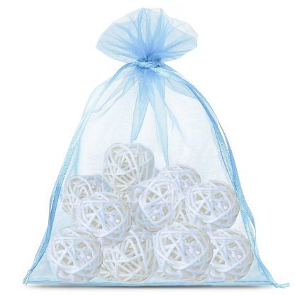 5 stuks Organza zakjes 30 x 40 cm - hemelsblauw
