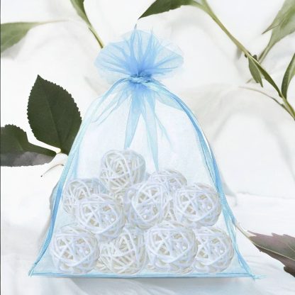 5 stuks Organza zakjes 30 x 40 cm - hemelsblauw - Afbeelding 2