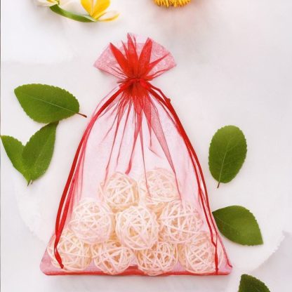 5 stuks Organza zakjes 30 x 40 cm - rood - Afbeelding 2