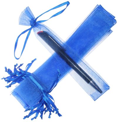 25 stuks Organza zakjes 3,5 x 19 cm - blauw