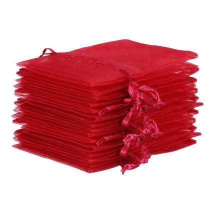 5 stuks Organza zakjes 40 x 55 cm - bordeaux - Afbeelding 2