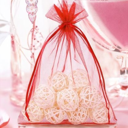 5 stuks Organza zakjes 40 x 55 cm - rood - Afbeelding 2